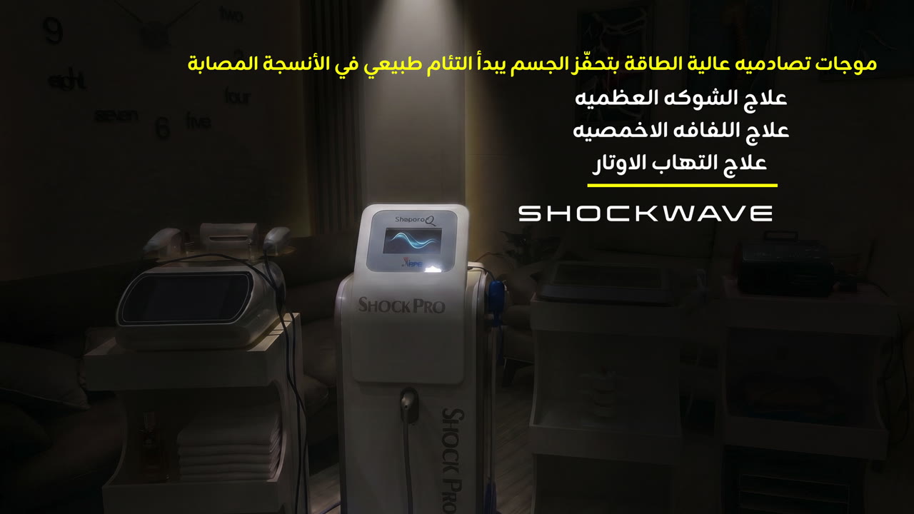 Edited device showcase with spotlighting and on-screen information